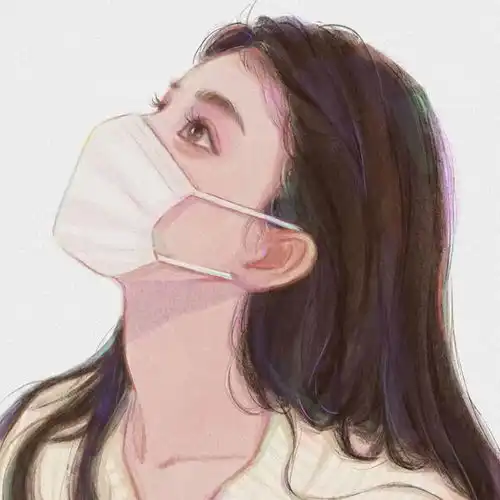  白色口罩深情恋人