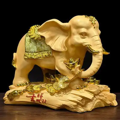  招财大象一对家居客厅吉祥风水摆件装饰品公司乔迁开业礼品