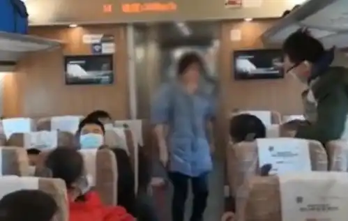  女子高铁上不戴口罩还外放音乐,乘务员制止反被打哭,被警方带走调查