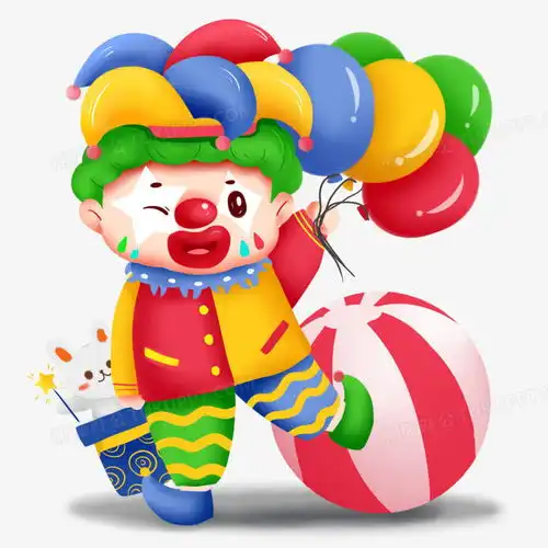  愚人节可爱小丑人物拿气球png图片素材免费下载psd格式20002000像素熊猫办公