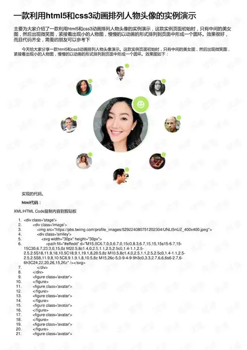  一款利用html5和css3动画排列人物头像的实例演示