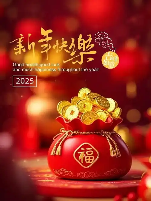  18张2025新年快乐拜年喜庆图片分享愿2025年吉祥如意,好运连连