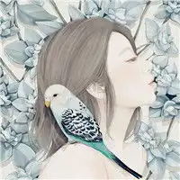  小清新手绘插画头像女,春天来了穿的也少了