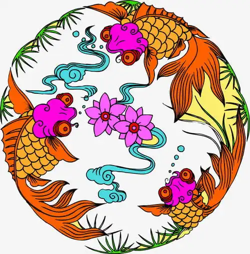  中国传统双鱼图案高清素材页面网页平面电商创意素材png素材素材