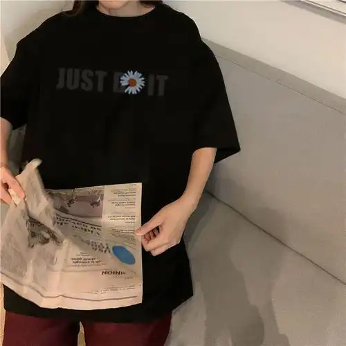  雏菊花半袖男女情侣同款ins潮短袖t恤女韩版宽松原宿bf风港风2020