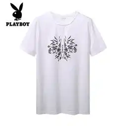  花花公子playboy2019夏季韩版男短袖t恤修身圆领休闲t恤学生潮流透气男装