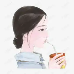  手绘美女喝果汁素材图片免费下载高清png千库网图片编号9163497