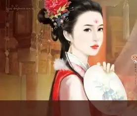  头上有印记的手绘古代女子图片