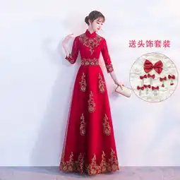  春夏热卖2018新款中式立领结婚嫁衣订婚回门宴会晚礼服
