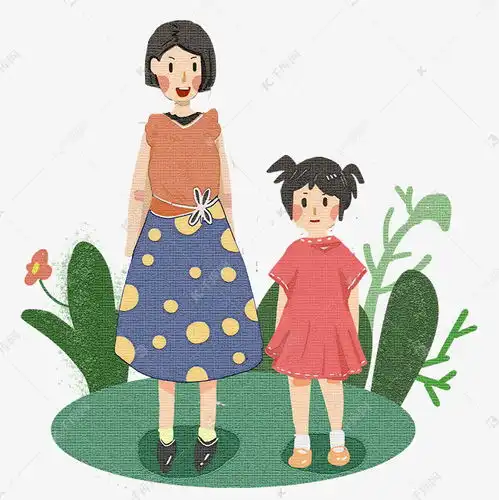  母亲节和妈妈在一起的孩子手绘素材图片免费下载千库网
