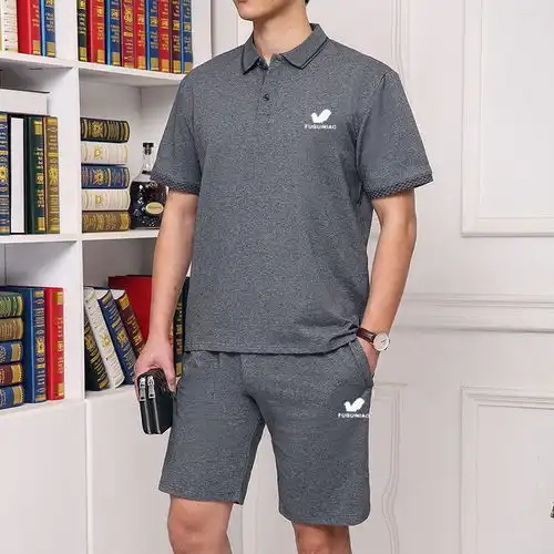  富贵鸟男士运动套装中老年夏季薄款大码休闲运动服爸爸装两件套岚