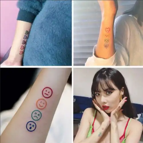  炫雅风少女持久彩色纹身贴ins风纹身贴笑脸手腕手指韩国小刺青
