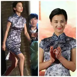  黄圣依穿青花旗袍活动照,美得清新脱俗,古典气质不输当年的张曼玉