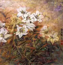  一组清新脱俗的百合花工笔画欣赏