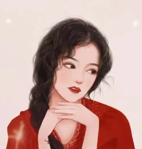 手绘气质红衣女生头像