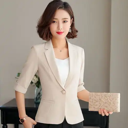  2020春夏新款七分袖时尚小西装女韩版女士气质两件套小西装套裙女