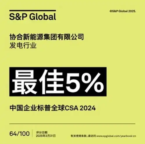  协合新能源集团00182荣膺标普全球可持续发展年鉴中国版2025最佳5表彰