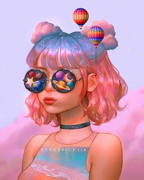 真人头像女生插画