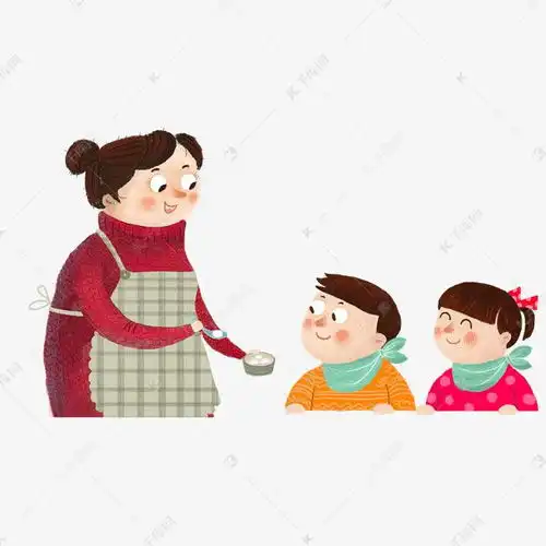  手绘卡通母亲喂孩子吃饭元素素材图片免费下载千库网