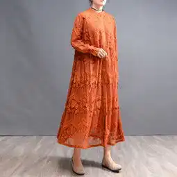  洋湖轩榭2019春装新品水溶花透视镂空假两件宽松文艺大牌抽绳开衫