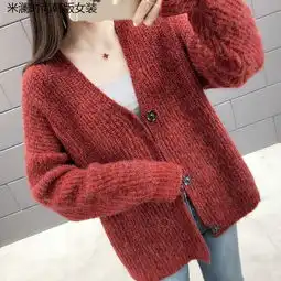  日韩女装秋冬新款针织衫开衫修身铜扣开衫长袖