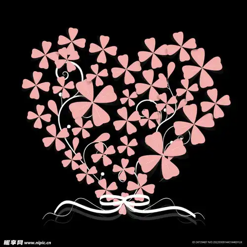  小清新粉色心型四叶草设计图