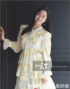  全慧彬白色花朵印花纱裙清新少女