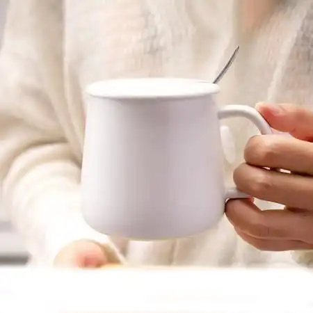  可爱少女陶瓷杯子带盖勺韩版高颜值闺蜜马克杯家用情侣水杯ins风