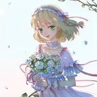  女孩侧面拿花图片唯美动漫女孩侧面拿花头像