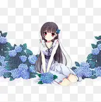  卡通插画拿花的美女素材图片免费下载高清png千库网图片编号9116778