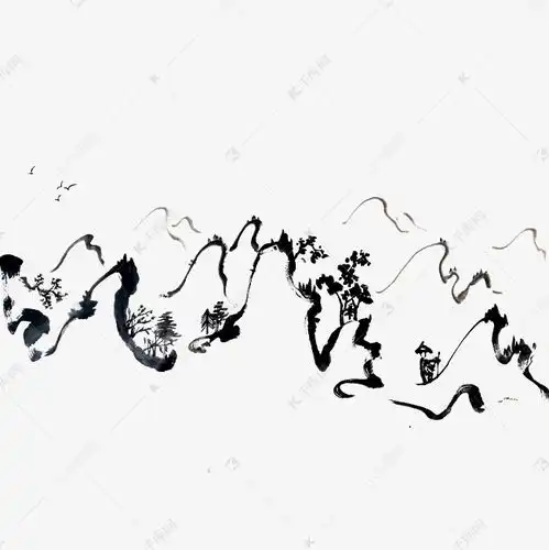  中国线条山水简约唯美png意境东方素材图片免费下载千库网