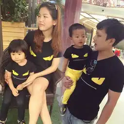  亲子装夏季夏装2015母子一家三口家庭装纯棉小怪兽短袖t恤萌萌哒亲子装