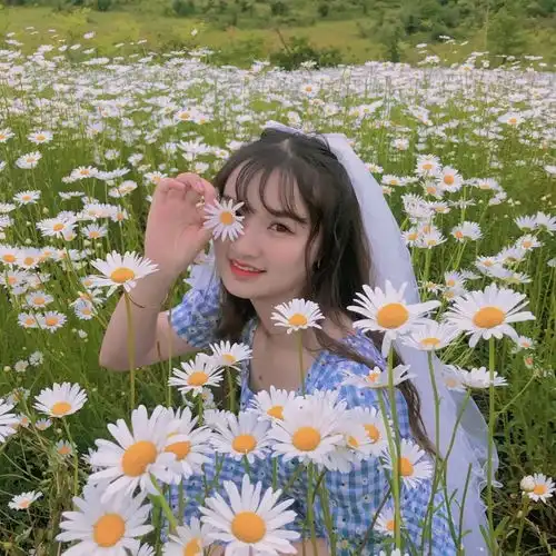  清新可爱的小雏菊真人女生头像