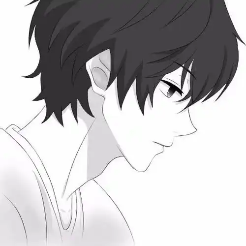  侧脸男孩线条画