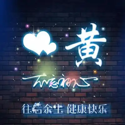  荧光创意姓氏头像,往后余生健康快乐
