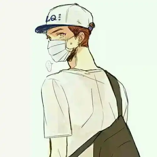  二次元动漫插图男头口罩