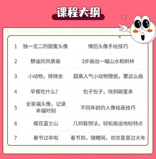  8.9元学简笔画情侣头像全家福动物风景都会画报名送价值299元插画课