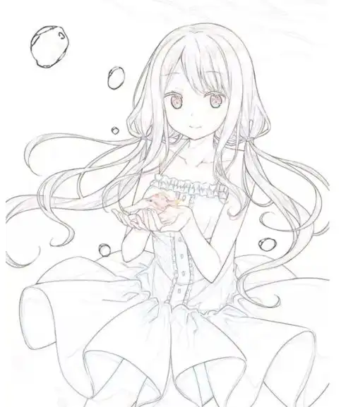 微信头像动漫女生线稿