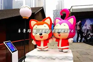  玻璃钢阿狸和桃子雕塑街边卡通动物雕塑-黄页88网