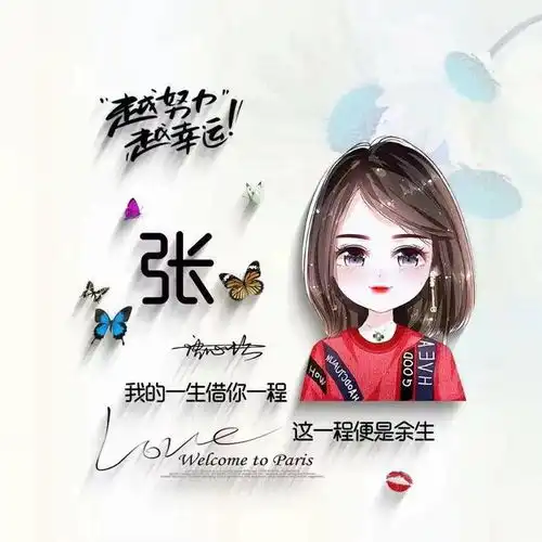  姓氏头像第521期,可爱卡通情侣个性签名头像,越努力越幸运