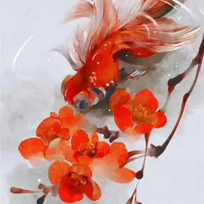  古风花朵手绘图片简约淡雅古风鲜花图片