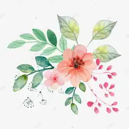  森系小清新水彩手绘绿叶花朵素材图片免费下载千库网