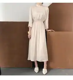  施悦名2019新款女装春装收腰修身气质女神范很仙的法国小众连衣裙女长裙