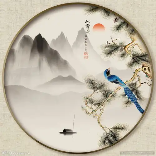 微信头像女招财山水画升