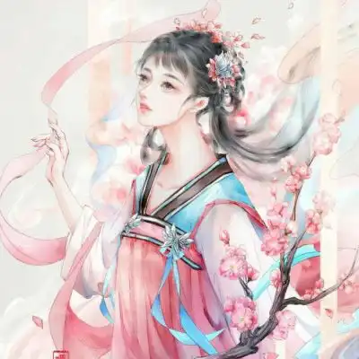  手绘卡通头像女生唯美韩版手绘古风美丽少女头像