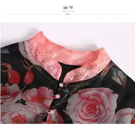  汤河店深圳精品女装2019新款立领中袖宽松大码真丝印花连衣裙夏