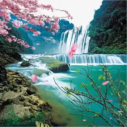  桃园瀑布山水风景图素材图片免费下载高清psd千库网图片编号11123817