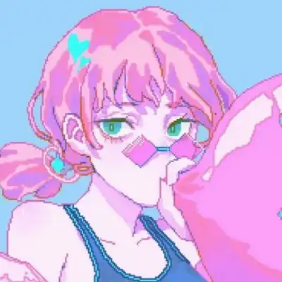  像素风个性二次元女生头像期待夏天橘子汽水一样的心动