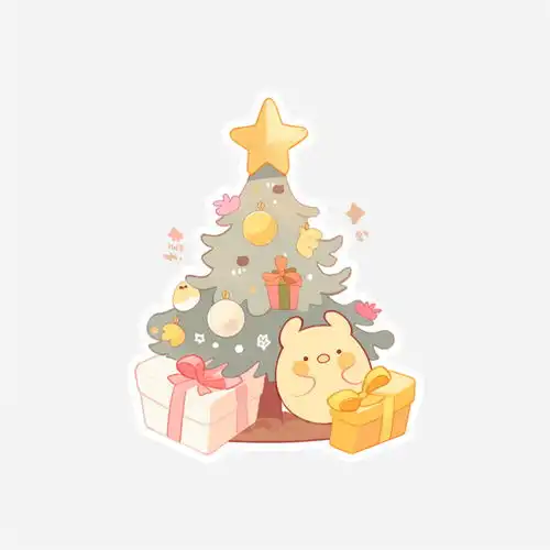  白色描边卡通圣诞树素材图片广告素材下载至来源处