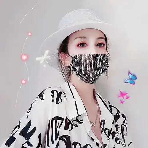  带钻口罩女夏季立体满钻网红抖音同款镶钻装饰个性水钻防尘透气潮